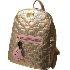 Stylish Betsey Johnson Silver Pink Star Backpack